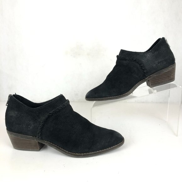 Lucky Brand Women's Size 8.5M Black Leather Back Zip Block Heel Ankle Booties - Picture 2 of 12